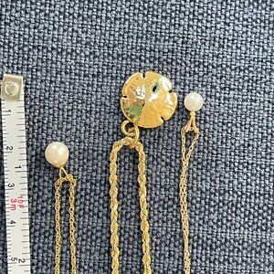 Three Necklaces - Pearls and Sand Dollar Goldtone